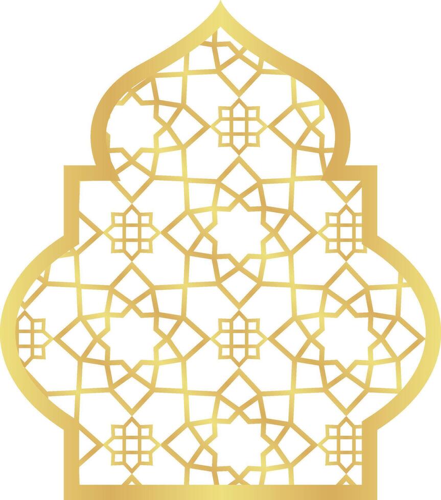 Dome with Rectangle Circle Gold Gradient with Islamic Pattern Oriental Style Islamic Frame Arches with Modern Boho Mosque Dome for Door vector