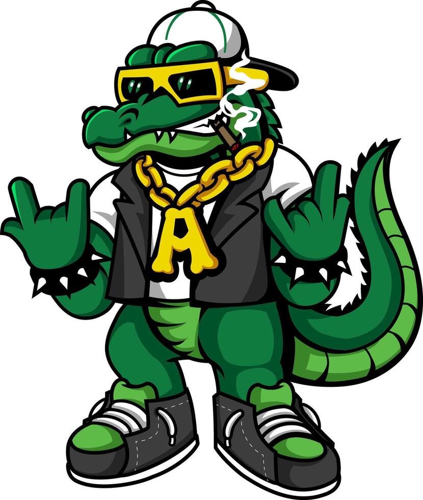 Gator Swag The Rapper Mascot with Style vector