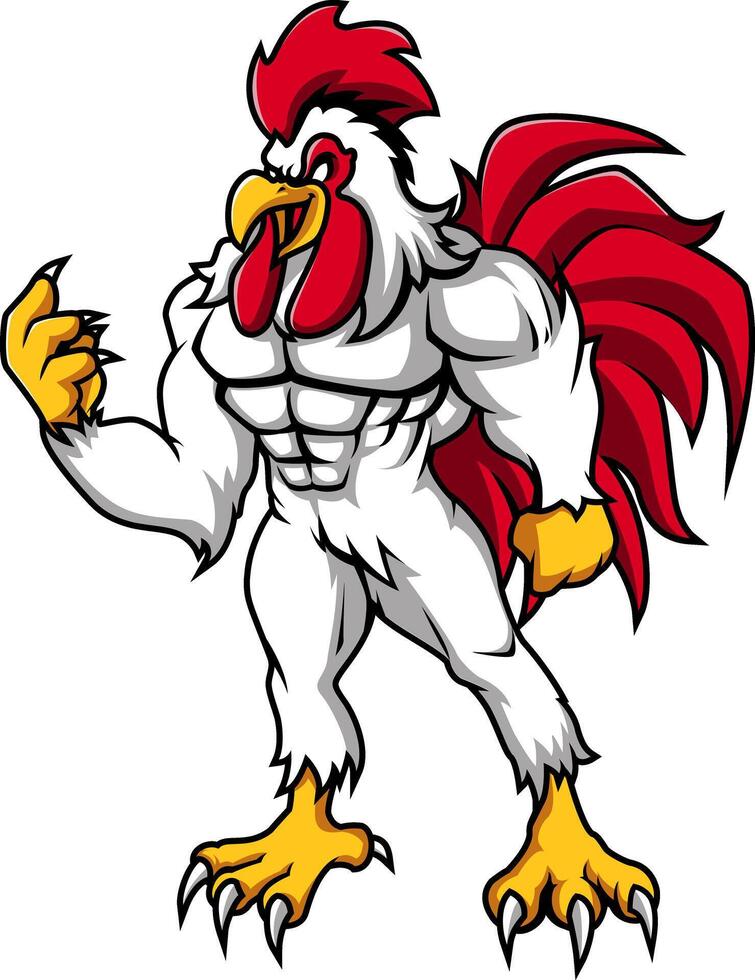 The Mighty Rooster Mascot Character Design vector