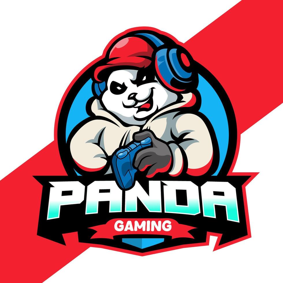 mascot Panda Gamer The Unstoppable Gaming Force vector