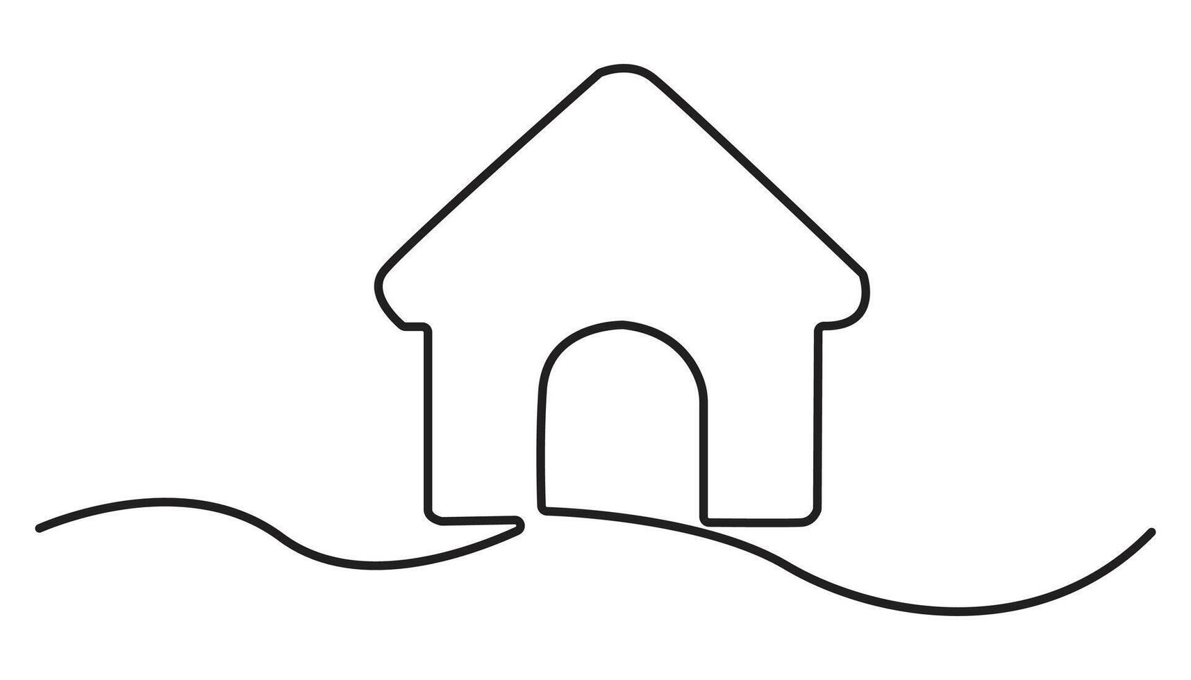 simple Continuous thin line home illustration, minimalist house icon. vector