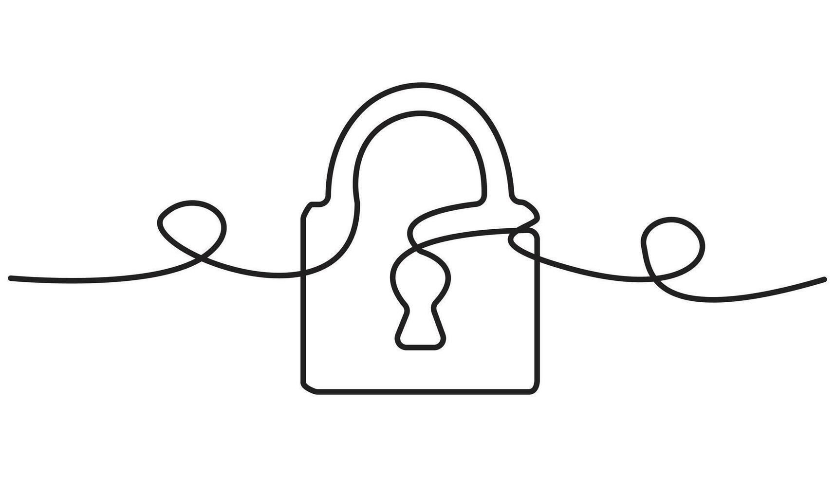 Lock continuous one line drawing of Isolated outline vecto vector