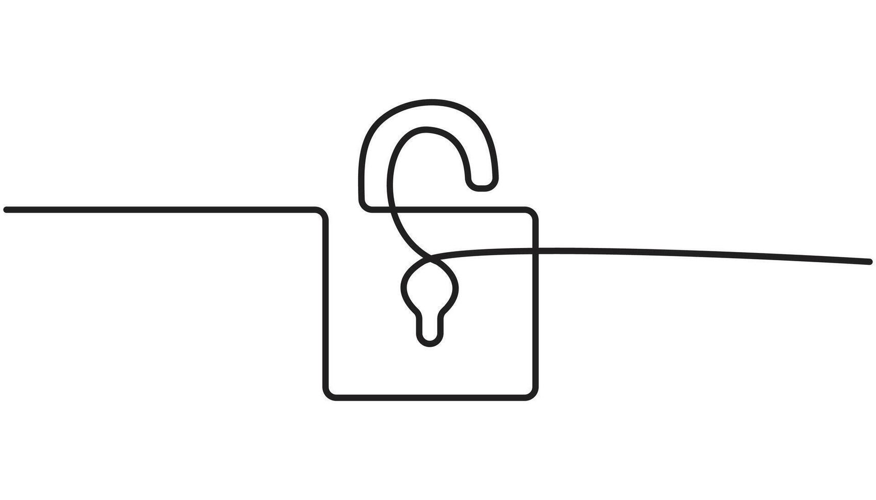 Continuous line drawing of padlock. Lock linear icon. vector