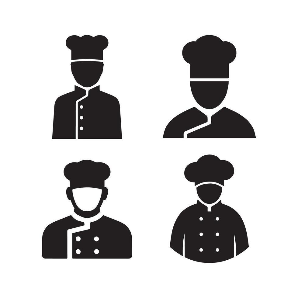 Silhouettes of Professional Chefs with Iconic Hats vector