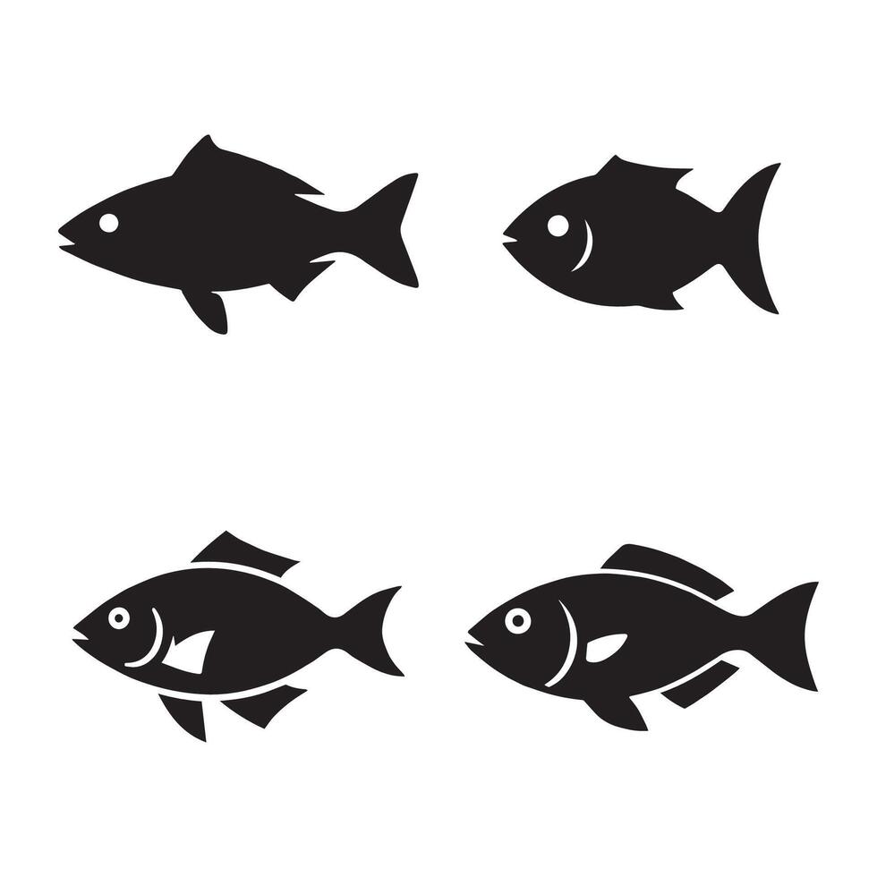 Collection of Various Fish Silhouette Illustrations vector