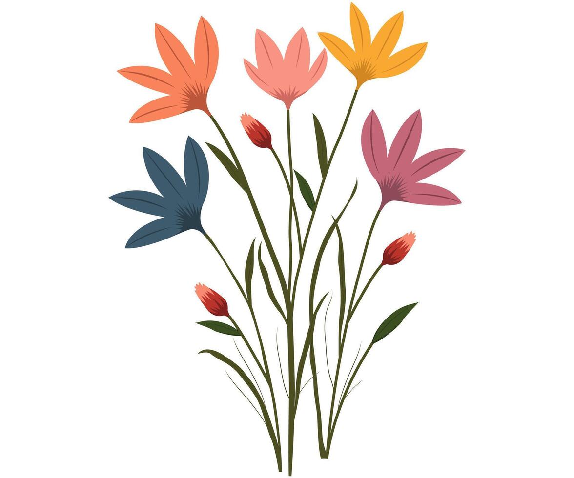 Set of flowers drawing floral collection flat design illustration vector