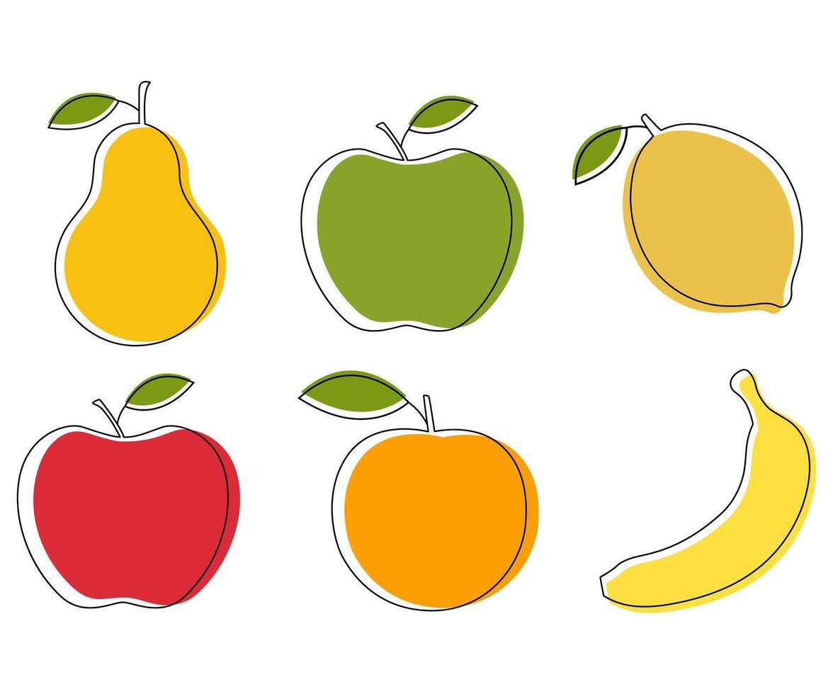 Organic fruits healthy vitamins hand draw illustration vector