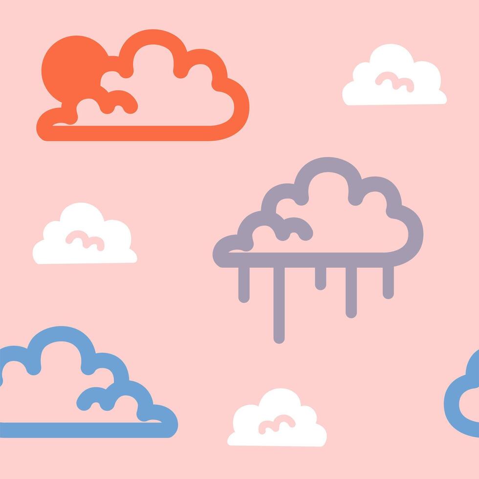 hand drawn clouds weather seamless pattern vector