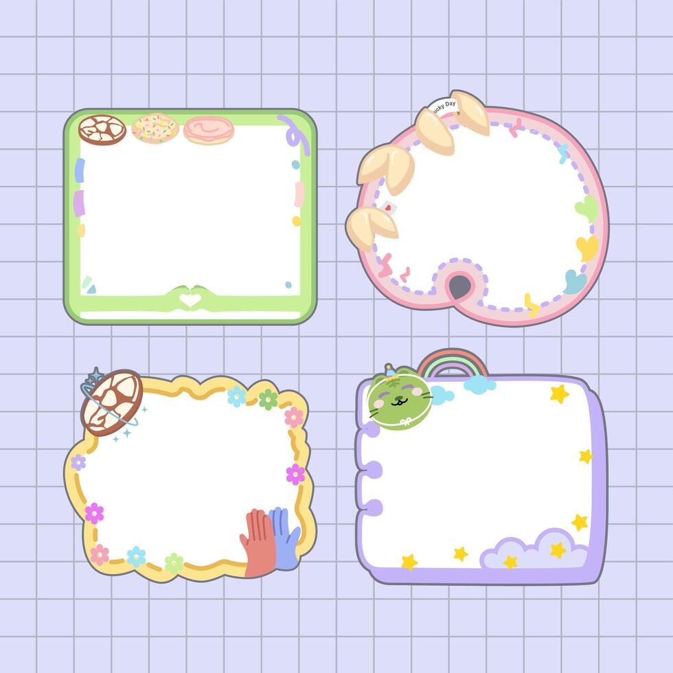 adorable hand drawn cookies notepad design frame vector