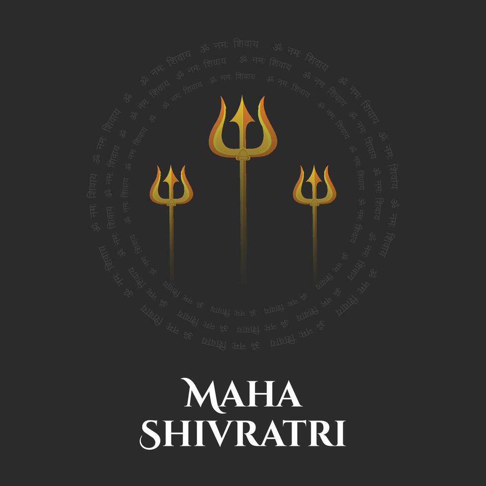 Happy Maha Shivratri Indian Festival and Trishul in Black Background vector