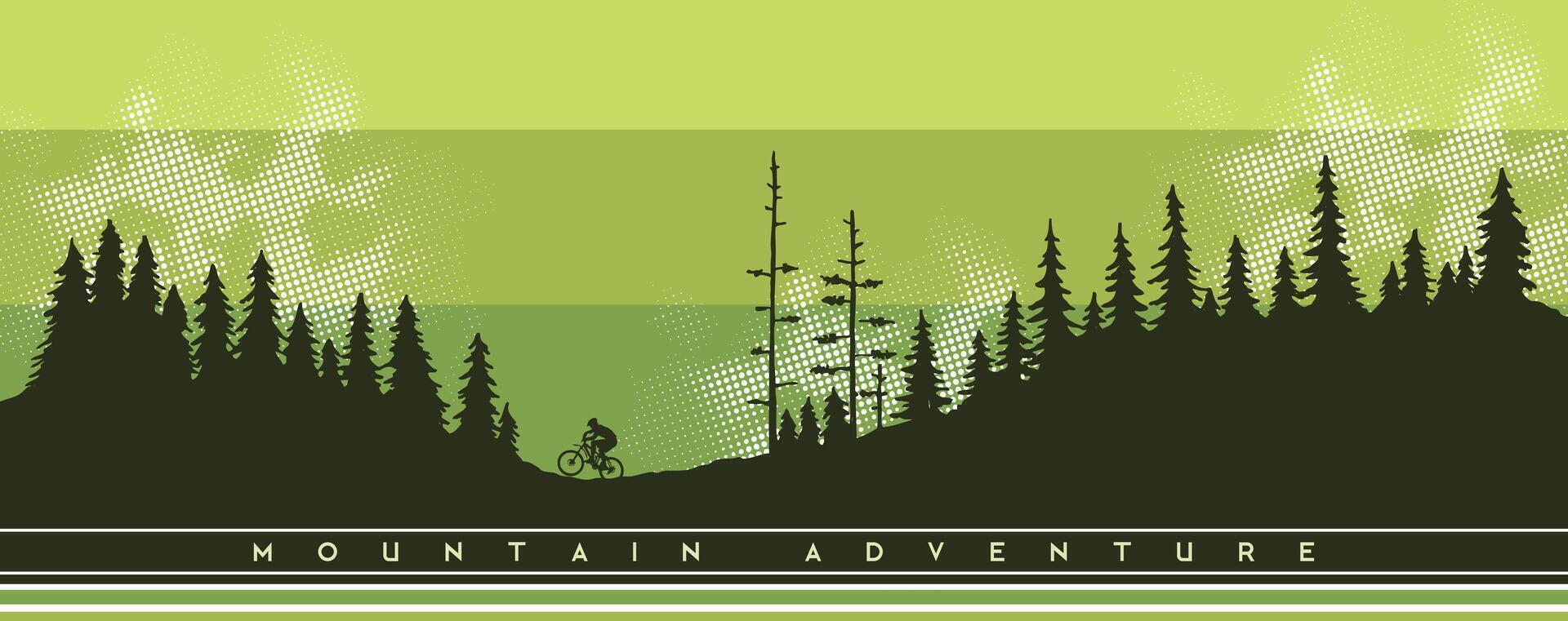 Conquer the horizons and feel the freedom of the trails with your bike amidst the vastness of the mountains. Editable art for decoration, t shirt prints and other uses. vector