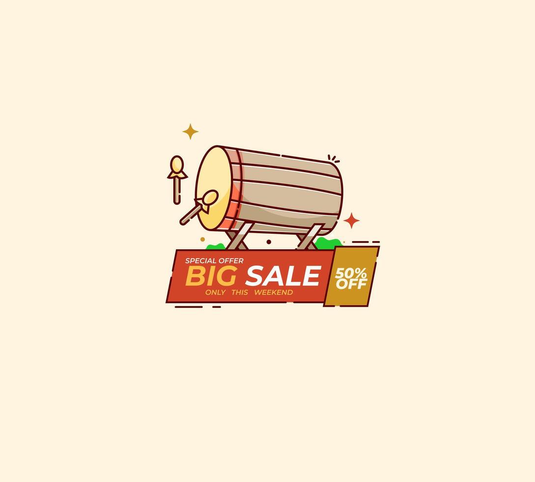 Ramadan sales template with a drum icon concept and can be used for business purposes vector