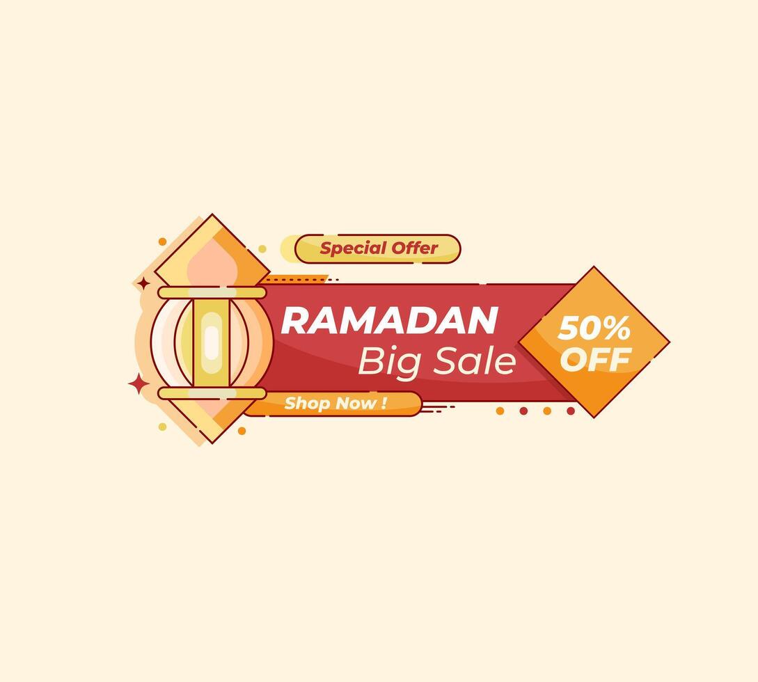 Ramadan big sales template with lantern lighting concept vector