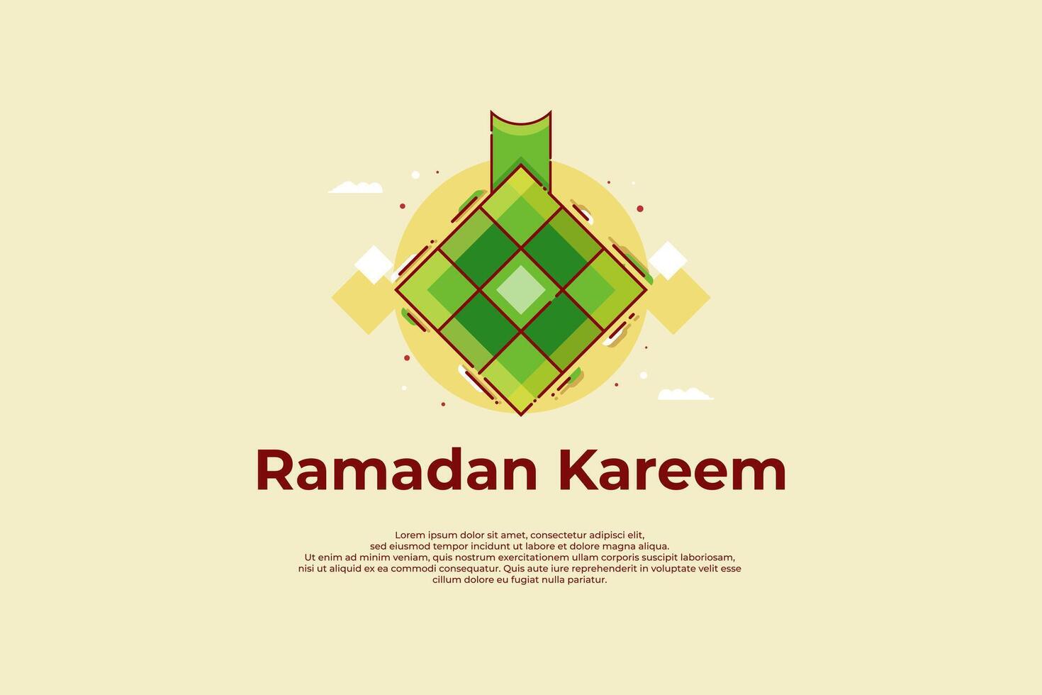Ramadhan greetings with the ketupat icon concept vector