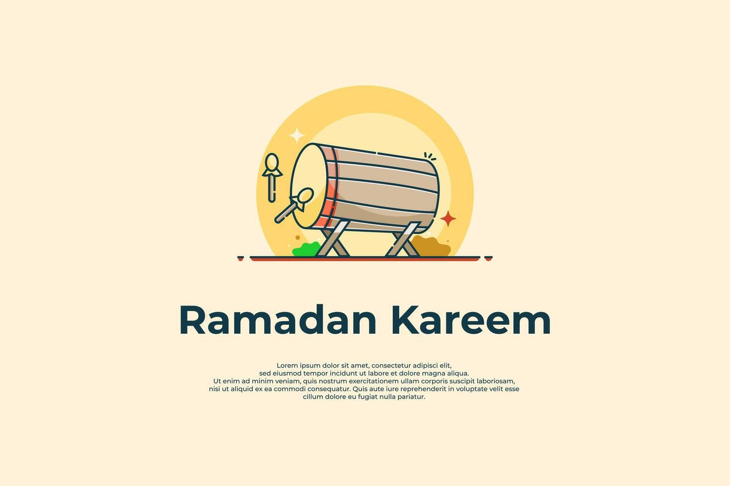 Ramadhan greetings with drum icon concept vector