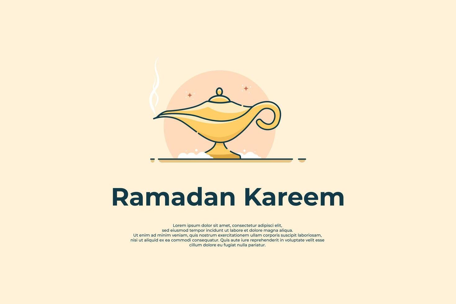 Ramadhan greetings with magic lamp icon concept vector