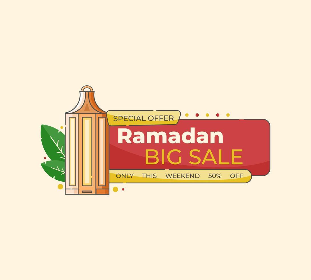 Ramadan sales banner with lantern lighting concept and can be used for business purposes vector