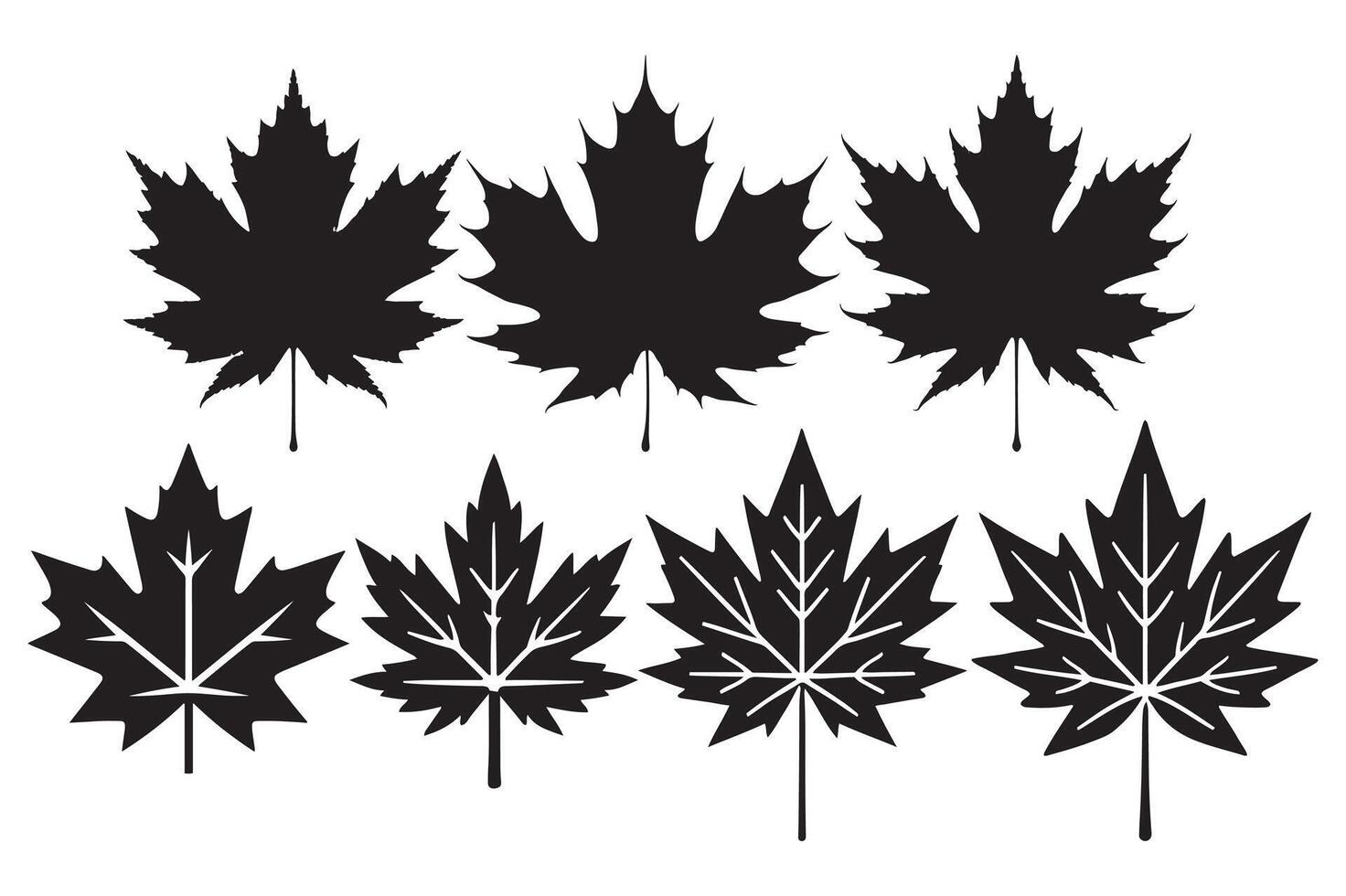 maple leaf silhouette art style with background vector