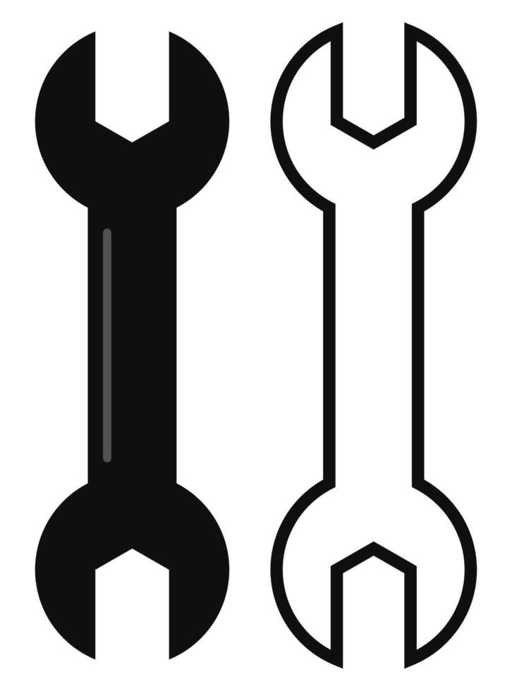 Set of wrench flat icons isolated on white background. vector