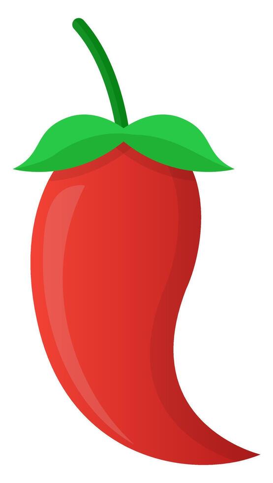 Red hot chili pepper flat icon isolated on white background. vector