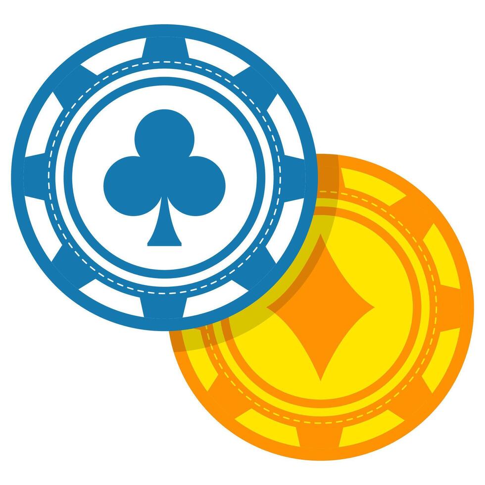 Two poker chips flat icon. vector
