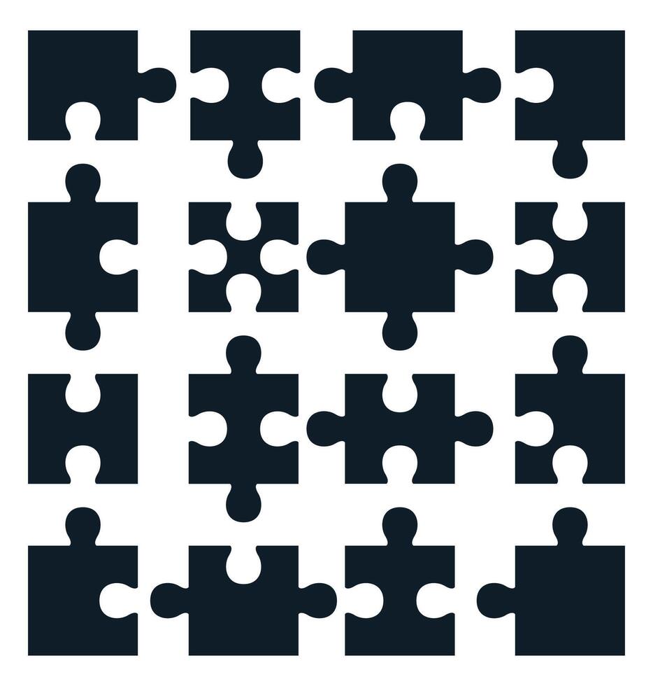 Puzzle flat icon set isolated on white background. vector