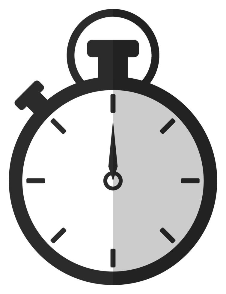 Black stopwatch icon in flat style isolated on white background. vector