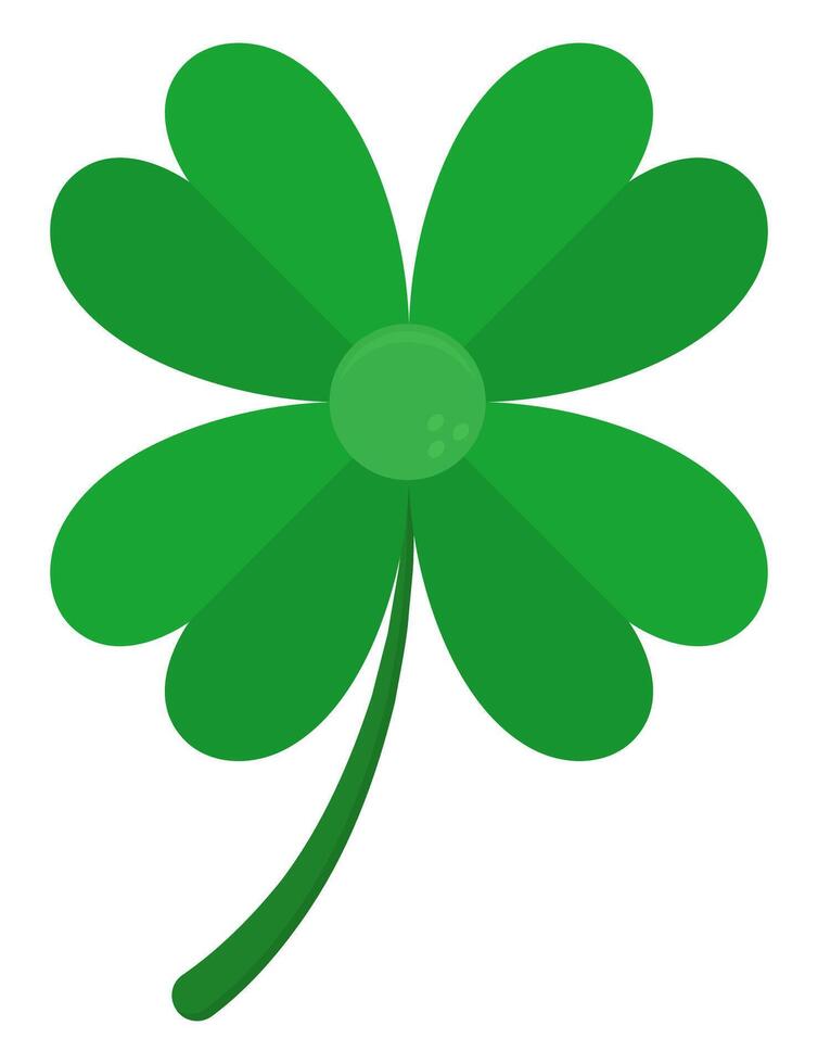 Green clover leaf flat icon isolated on white background. vector