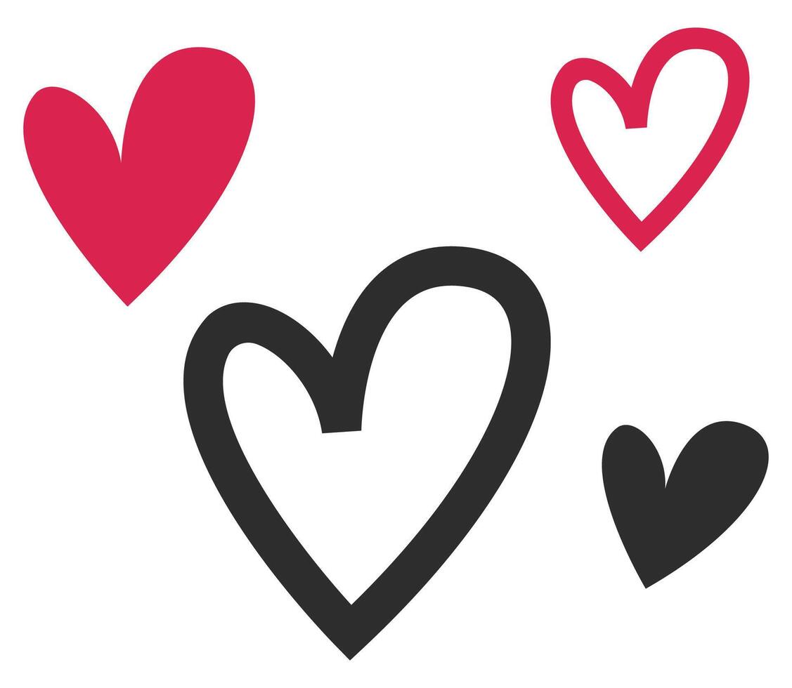 Set of love symbols isolated on white background. vector