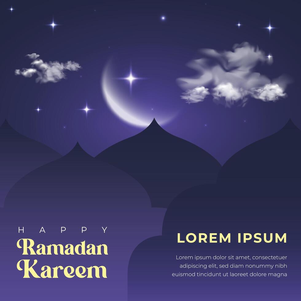 Ramadan Kareem Islamic Greeting background design with lantern for greeting card, voucher, social media post template for islamic vector