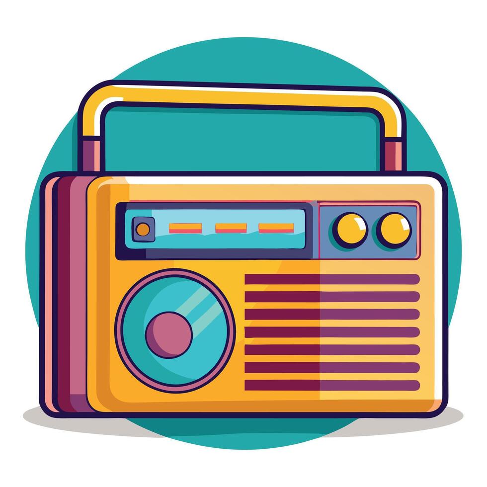 Graphic of an Old-School Portable Radio with Stylish Details vector
