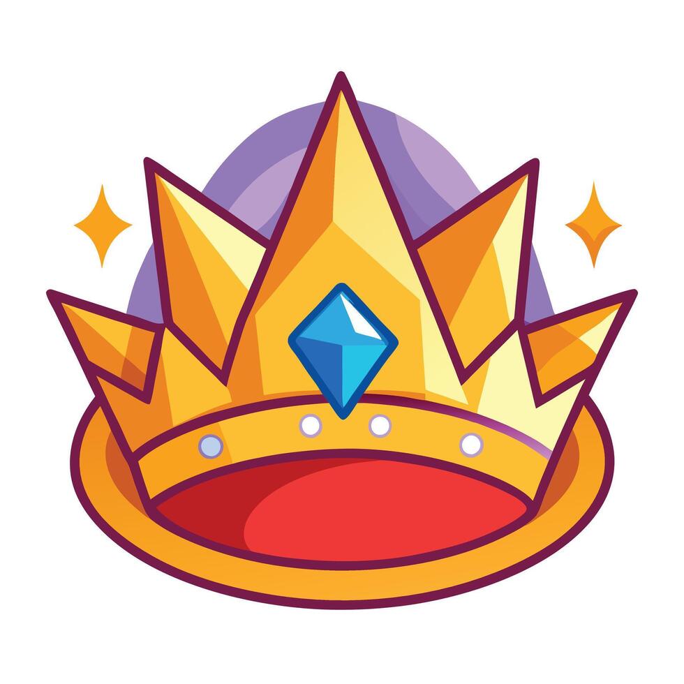 Illustration of a Floating Royal Crown with Golden and Blue Accents in a Cartoon Style vector