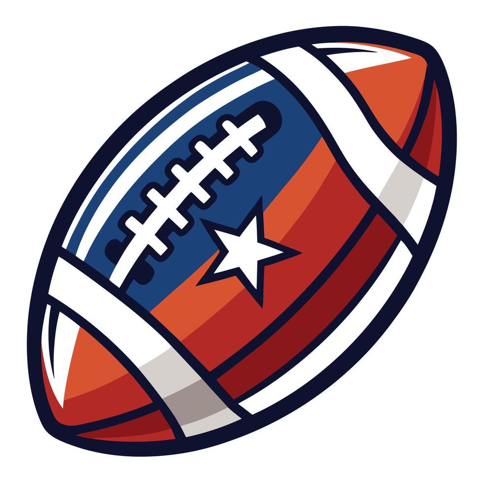 Classic Brown American Football with White Laces and Stripes on the Sides vector
