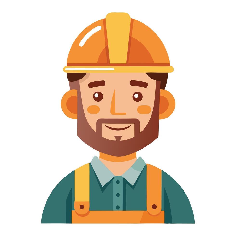 Bearded Engineer Wearing a Safety Helmet and Uniform vector