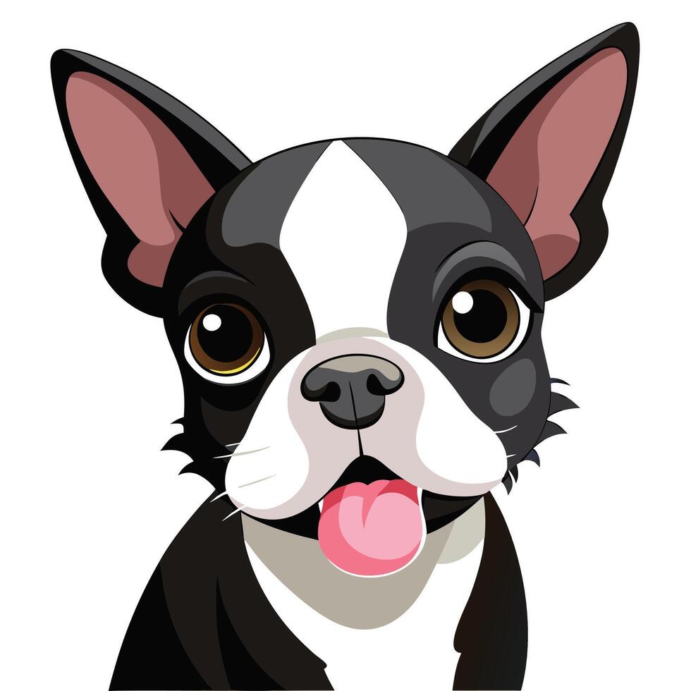 Adorable baby Boston terrier licking its nose vector