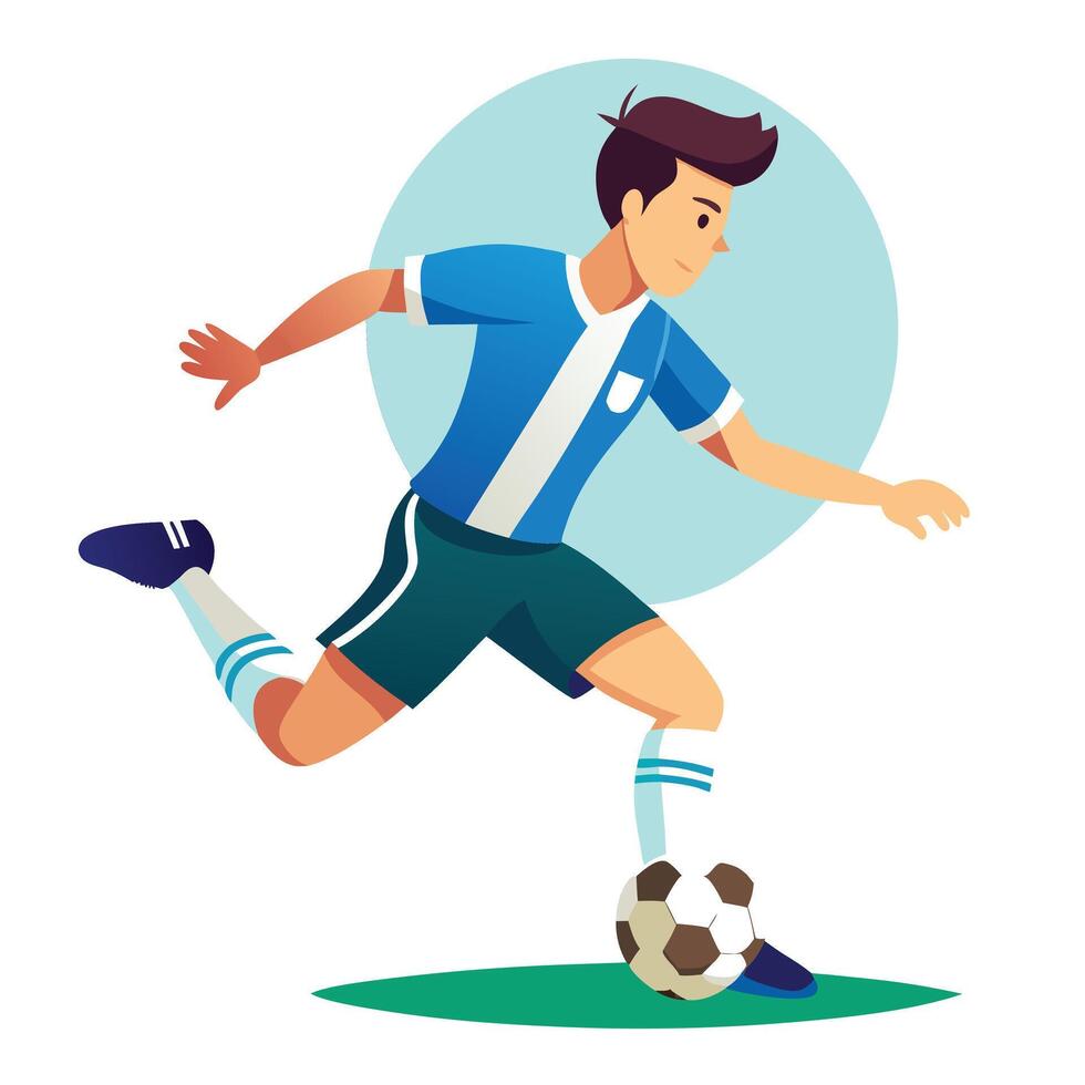 Graphic of a Football Player Dribbling and Preparing to Strike vector