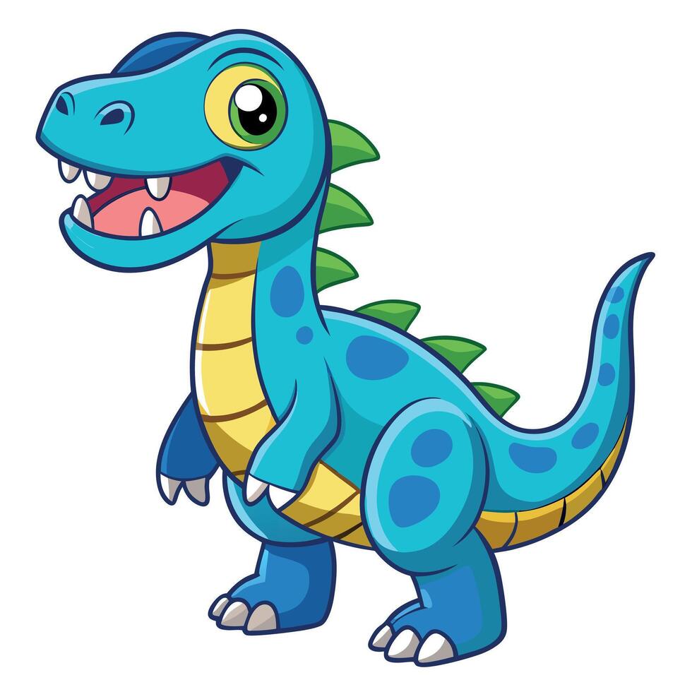 Adorable Cartoon Dinosaur Illustration with Bright Colors and Friendly Expressions vector