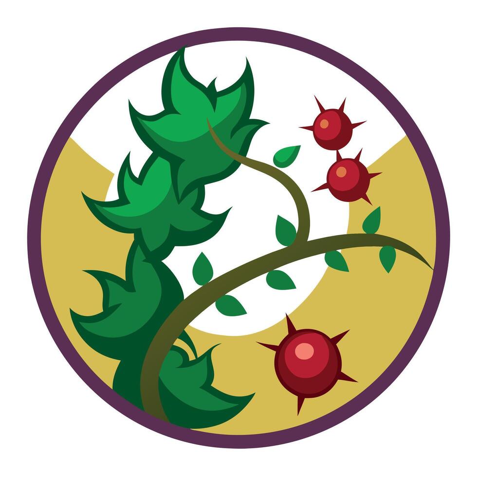 Elegant and Intricate Vine Thorn Icon with a Symbolic Circular Design vector