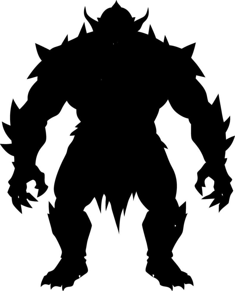 Spiked Armor Orc Silhouette, a Ferocious and Battle-Ready Warrior for Fantasy Themes vector