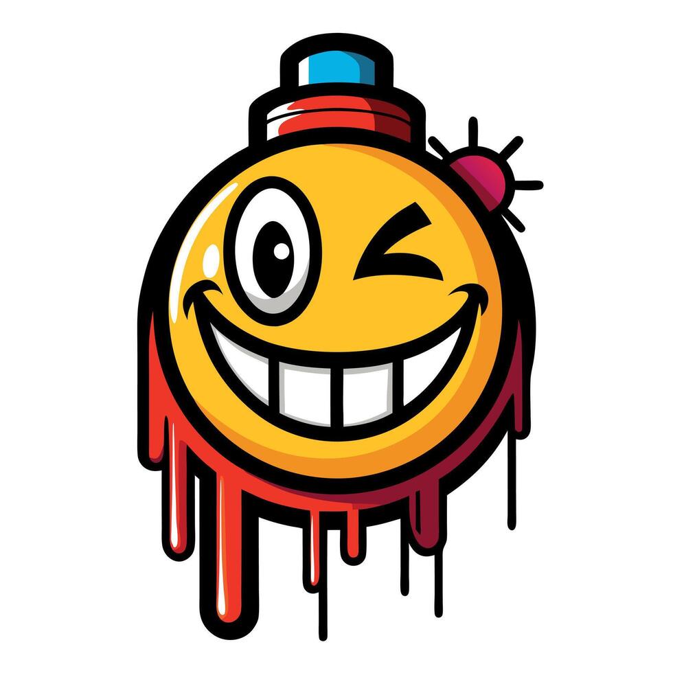 Creative Urban Street Art-Inspired Spray Paint Emoticon with a Funky Expression vector