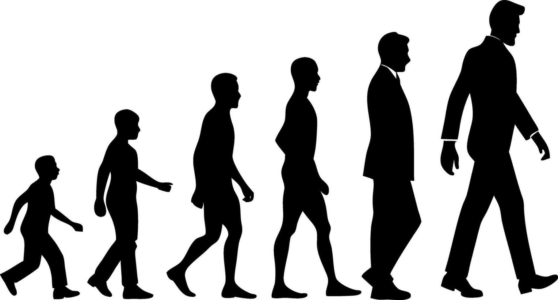 Evolution of Man Silhouette Illustration Showing Different Stages of Human Growth vector