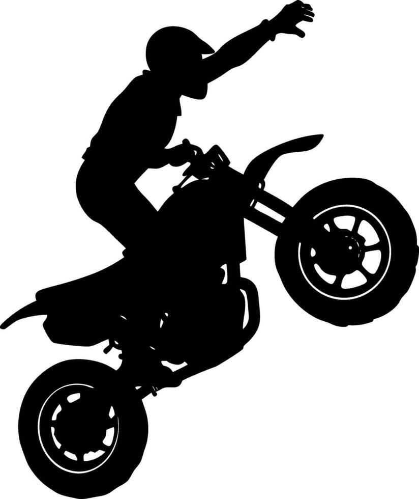 Motocross Stunt Biker Silhouette Illustration Depicting an Intense Mid-Air Flip vector