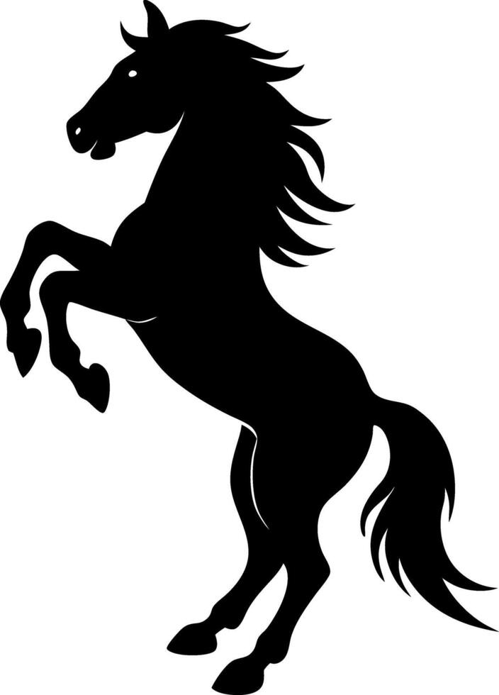 Wild Stallion Silhouette Art Depicting a Fierce and Energetic Horse in Motion vector