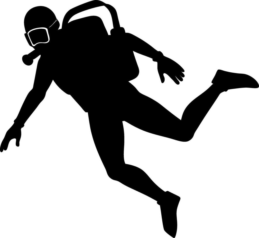 Diving Enthusiasts in Action - Stunning Black Silhouette of Scuba Divers vector