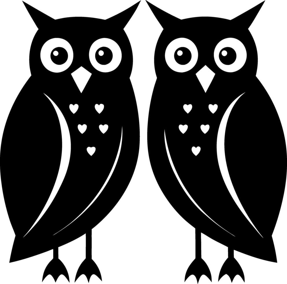 Stylized Two Owls Silhouette High-Quality Featuring Lovebirds in a Minimalist and Artistic Design vector