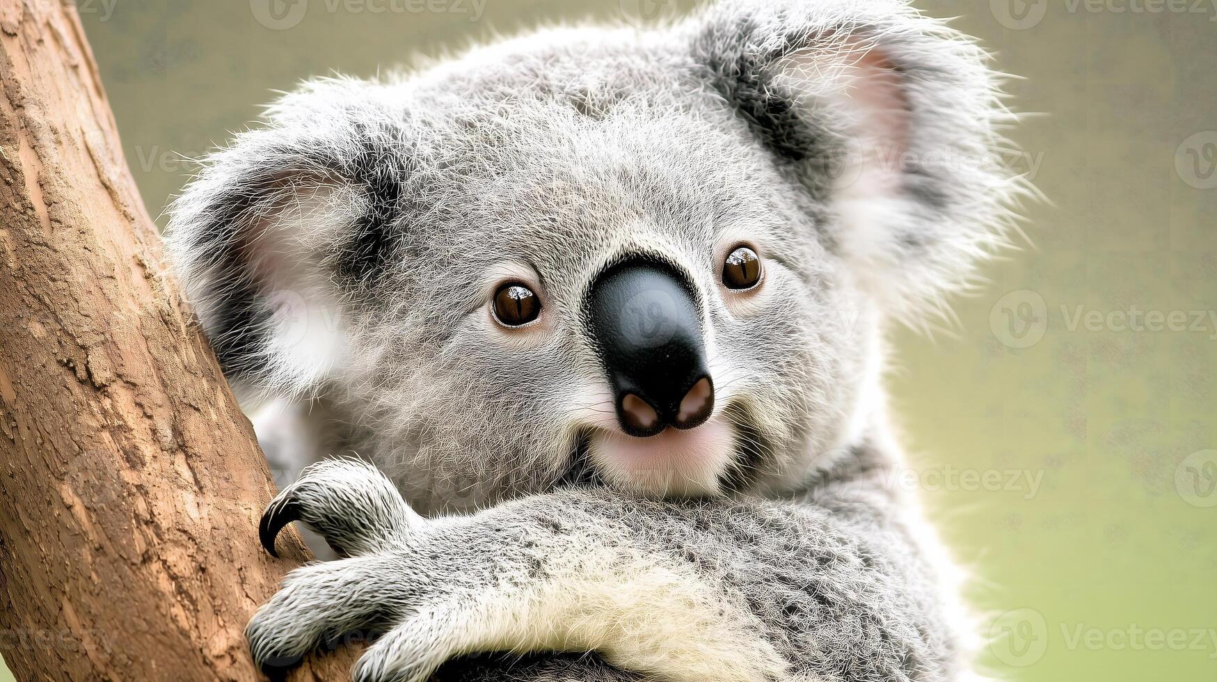 Cute Koala Hugging a Tree Branch photo