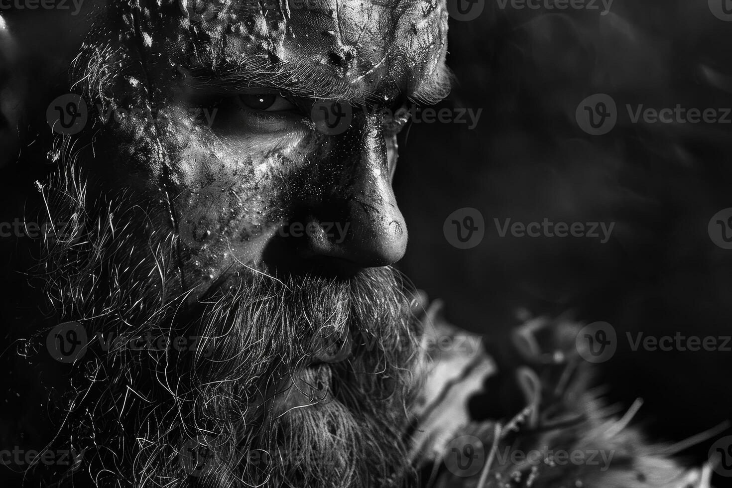 A man with a beard and beard in black and white photo