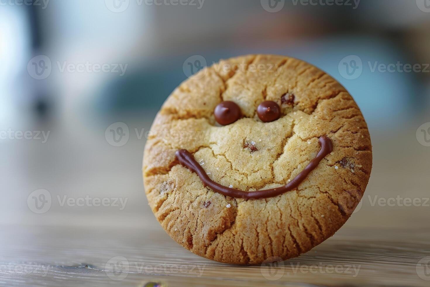 A cookie with a smiley face drawn on it photo