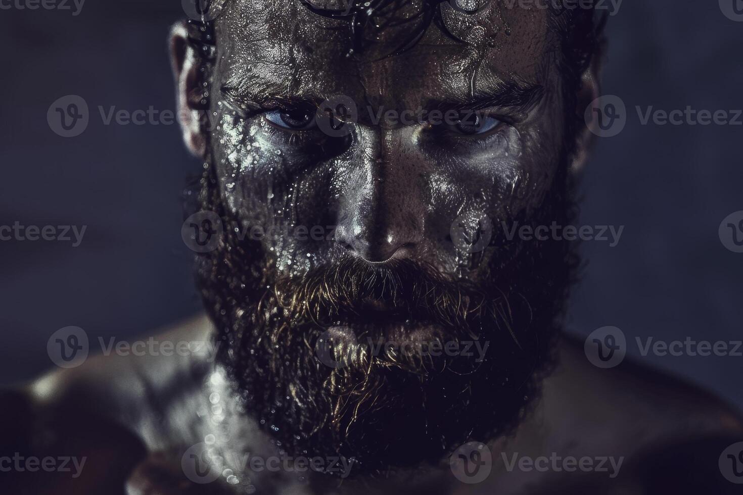 A man with a beard and blue eyes photo