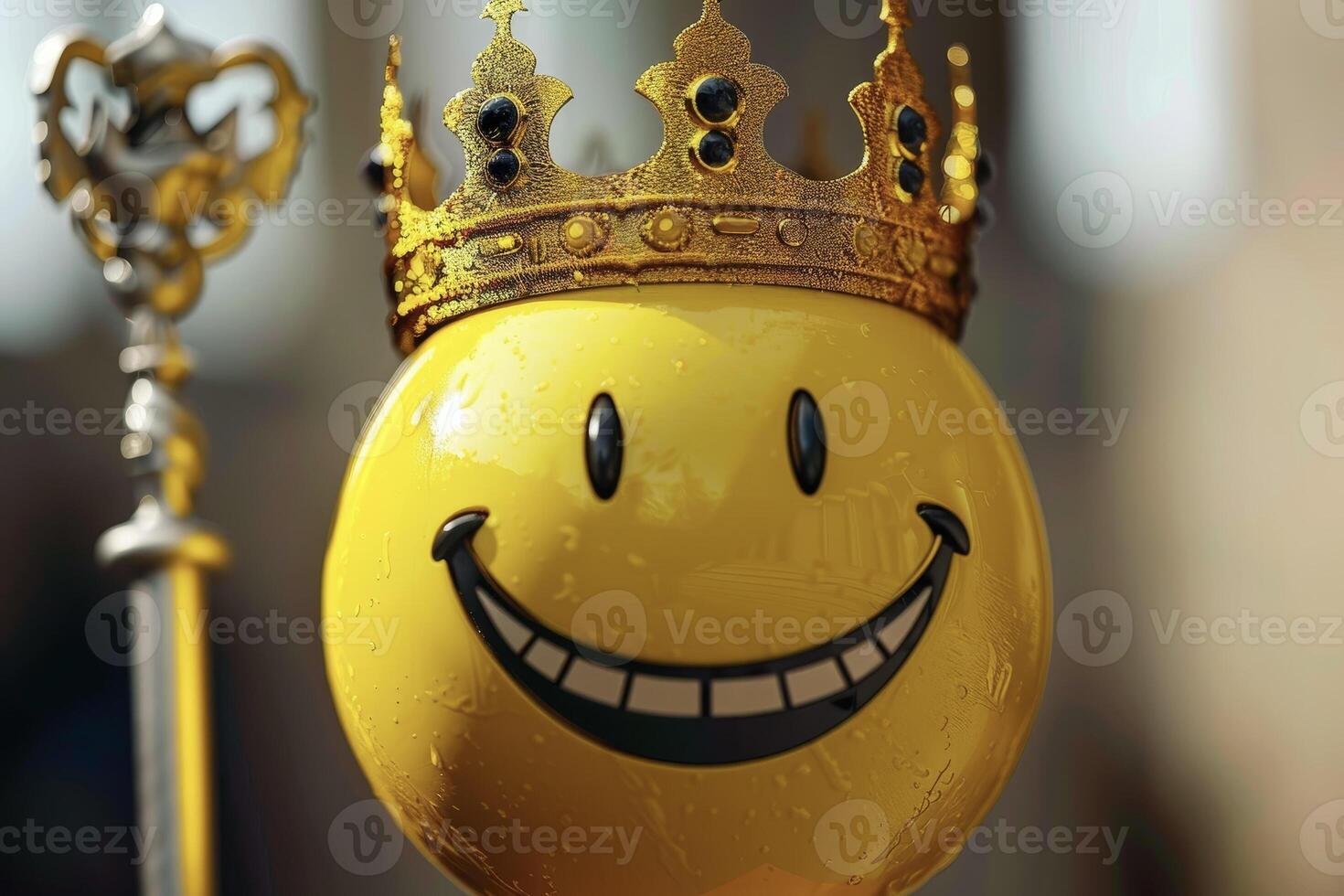 A smiley face with a crown on it photo